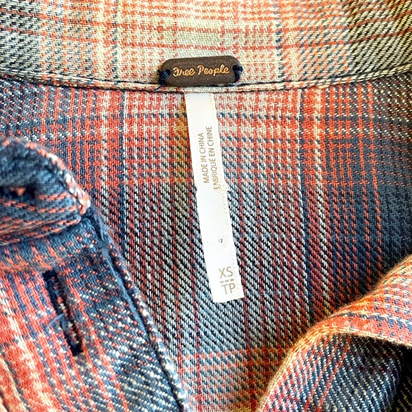 Free People • Take Me On Studded Plaid Fringe Button Down Long Sleeve Shirt XS - Picture 12 of 15